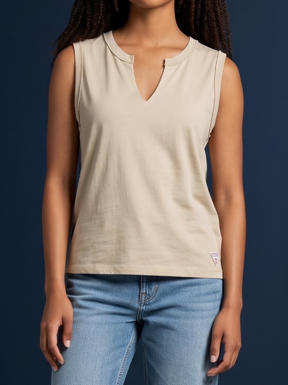Vintage GUESS Jeans Women’s 100% Cotton Summer Top in Tan, Size: Small